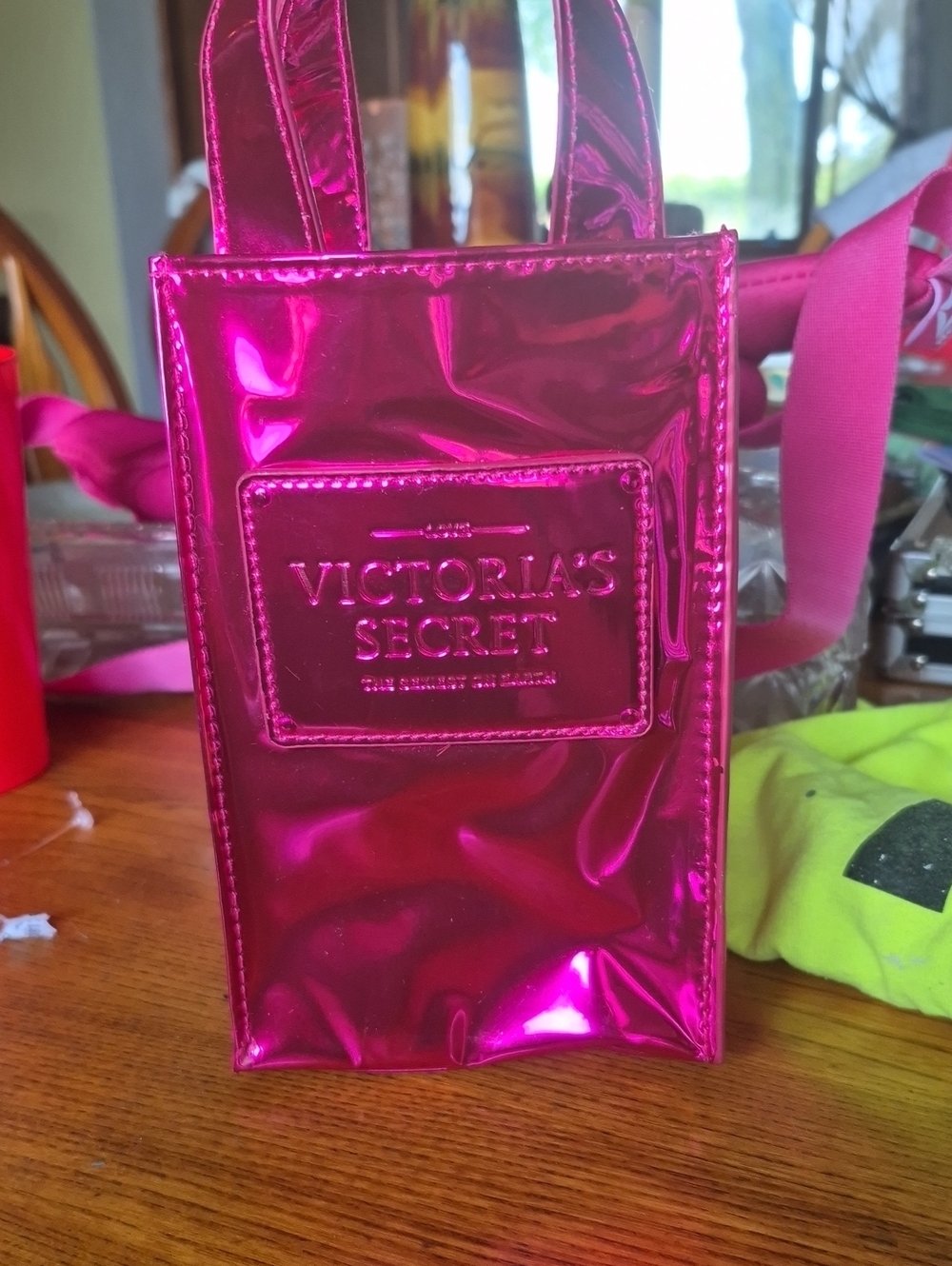 Victoria's Secret Hot Pink Metallic Mini Tote